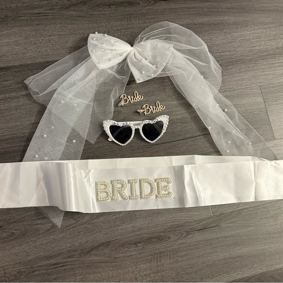 Other - White Bride Sash and Accessories Set